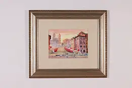 Spanish Steps Rome Original Vintage Watercolor Painting 19" #46478