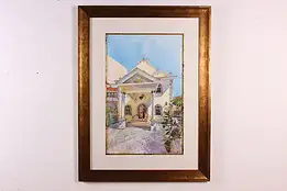 Flemish Synagogue Vintage Watercolor Painting Achkasov 42.5" #45527