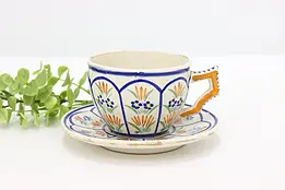 French Brittany Vintage Quimper Hand Painted Cup & Saucer #44030