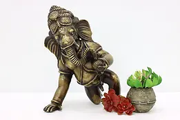 Indian Vintage Brass Statue Hindu God Ganesha Sculpture #45306