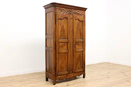 French Antique 1770s Carved Walnut Armoire, Wardrobe, Closet #46309