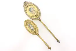 Gold Plated Antique Vanity Brush & Mirror Set, Apollo #46775