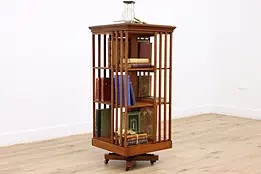 Cherry Antique Revolving Bookshelf Spinning Office Bookcase #45714