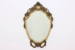 French Design Vintage Carved Wall Hanging Mirror, Romweber #46196
