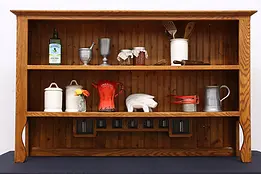 Farmhouse Salvage Vintage Oak Bookcase or Bar Shelf, Hoppers #45979