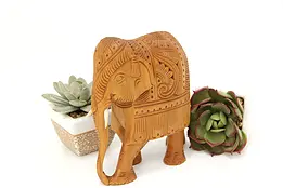 Indian Vintage Carved Teak Elephant Sculpture #46810