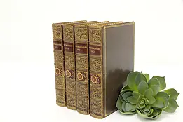 Set of 4 Antique 1838 Leatherbound Distinguished Men Books #46146