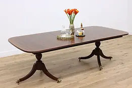 Georgian Vintage Banded Mahogany Dining Table, Extends 93" #46428