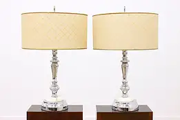 Pair of Vintage Art Deco Midcentury Lamps, Onyx Mounts #46771