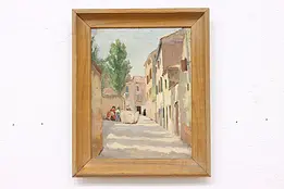 City Lane View Original Antique Oil Painting 16.5" Brandagee #45723