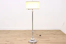 Art Deco Midcentury Vintage Chrome Floor Lamp, Onyx Base #46770