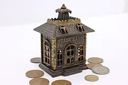 Victorian Cast Iron Antique State Bank Coin Bank #46649