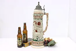 German Folk Art Antique Painted Giant Beer Stein or Mug #46768
