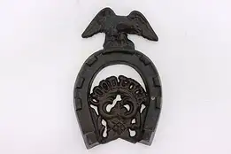 Farmhouse Antique Cast Iron Good Luck Horseshoe Trivet #46898