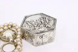 Victorian Antique Silver Snuff or Jewelry Box Cherubs, Music #46216