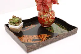 Japanese Traditional Vintage Tsugaru Nuri Lacquerware Tray #46235