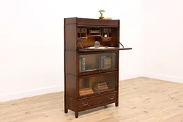 Arts & Crafts Mission Oak Stack Antique Bookcase Desk, Globe #39570