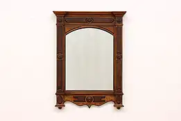 Victorian Antique Walnut & Burl Hall Mirror #46924