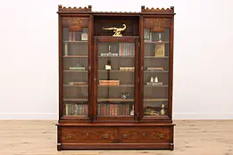 Victorian Eastlake Antique Office or Library Triple Bookcase #46046