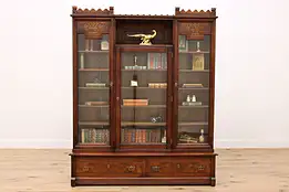 Victorian Eastlake Antique Office or Library Triple Bookcase #46046