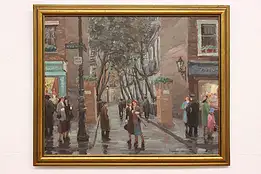 Night Street Scene Vintage Original Oil Painting Lazarev 34" #46378