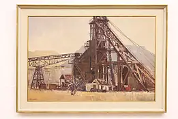 Gold Mine S. Africa Vintage Original Oil Painting Wiles 42" #46379