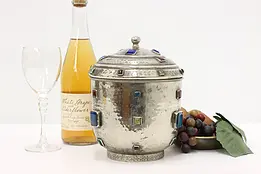 Victorian Antique Silverplate & Gems Ice Bucket, Biscuit Jar #46926