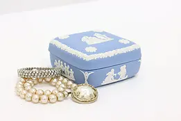 Wedgwood Vintage Blue Jasperware Trinket or Jewelry Box #46388
