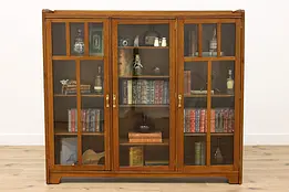 Arts & Crafts Mission Oak Antique Craftsman Triple Bookcase #47032