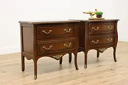 Pair of Country French Nightstands, End, Side Tables, Bodart #34771