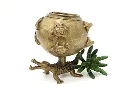 African Antique Brass Incense Burner or Bowl on Crocodile #46675