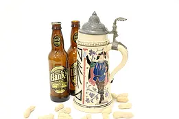 German Vintage Ceramic & Pewter Beer Stein or Mug, Eagle #46797