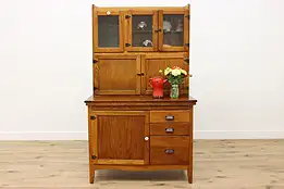 Farmhouse Antique Oak & Pine Kitchen Pantry Hoosier Cupboard #46996