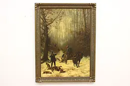 Hunting Party Antique Original Oil Painting, Becker 57" #43807