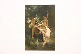 Nymphs & Satyr Vintage Oil Painting after Bouguereau 35.5" #45126