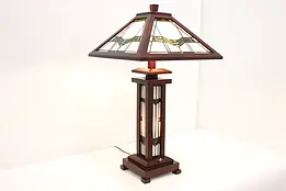 Arts & Crafts Vintage Craftsman Leaded Stained Glass Lamp #45521