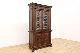 Italian Renaissance Antique Walnut China Cabinet or Bookcase #47038