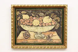 Fruit Bowl Original Vintage Batik Painting, Signed 24.5" #47156