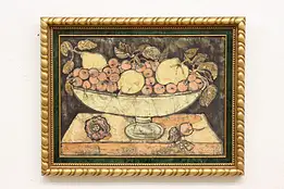 Fruit Bowl Original Vintage Batik Painting, Signed 24.5" #47156