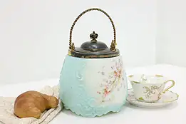 Victorian Antique Blown Glass Cookie Biscuit Jar Wave Crest #47102