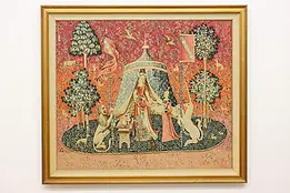 Lady & the Unicorn Love Vintage Needlepoint Tapestry 76" #47167