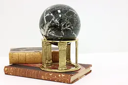 Black Marble Orb on Brass Classical Stand #46401