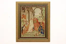 Ottoman Coronation Antique Framed Needlepoint Tapestry 47.5" #47158