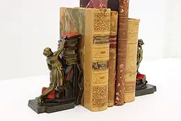 Pair of Vintage Scholar Stacking Books Sculpture Bookends #46652