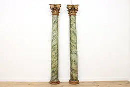 Pair of Architectural Salvage Antique Faux Marble 9' Columns #45639