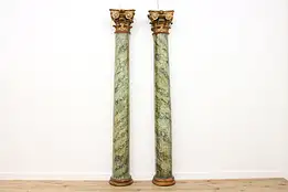 Pair of Architectural Salvage Antique Faux Marble 9' Columns #45639