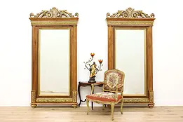 Pair of Renaissance Design Vintage Beveled Hall Mirrors #47193