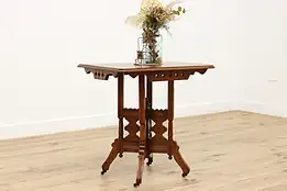 Victorian Eastlake Antique Birch Parlor, Hall, Center Table #47092