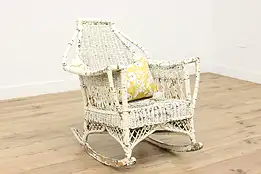 Farmhouse Antique Rocking Chair Wicker Country Rocker #47166