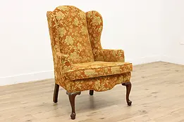Georgian Design Vintage Floral Upholstered Wingback Chair #47179